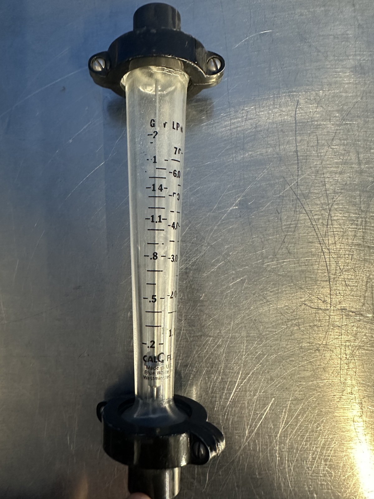 Blue-White Industries CALQFLO Flowmeter 0.2–2.0 GPM Lab Water Panel Mount