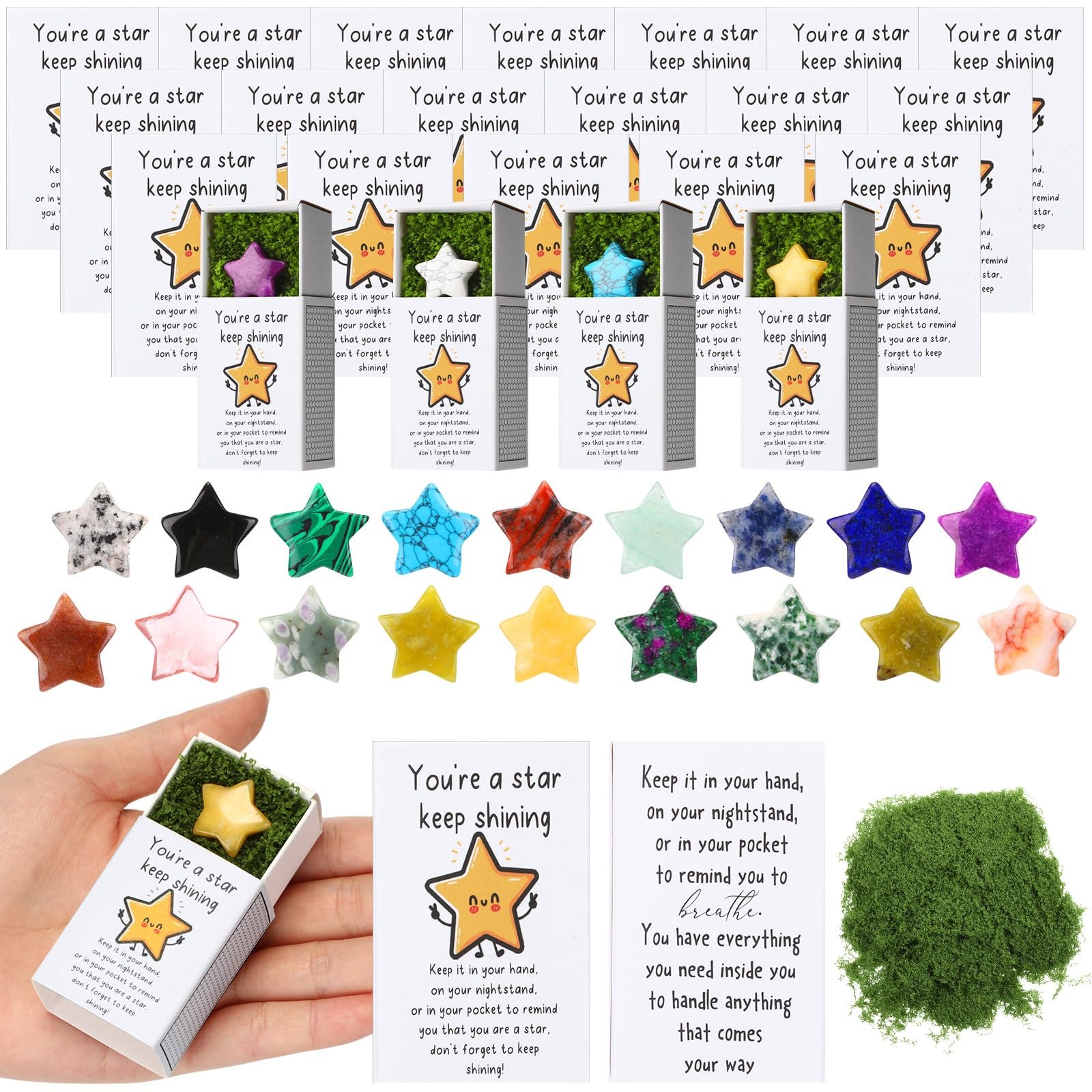 Motipuns 36 Sets End Of The Year Gifts Pocket Hug Token Bulk Star Natural