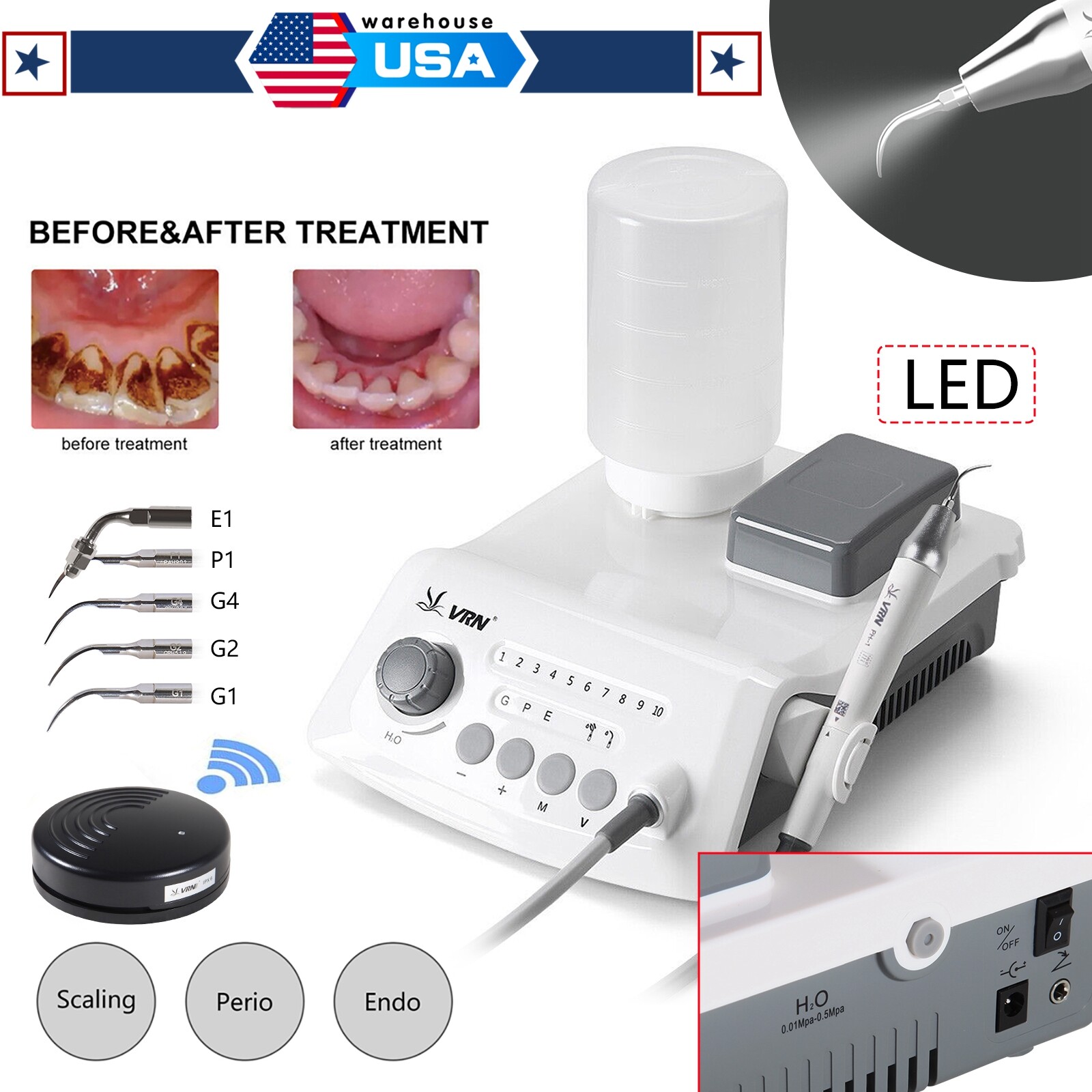 Dental Digital Control Ultrasonic Scaler for EMS SKYSEA / 5*LED Handpiece CE