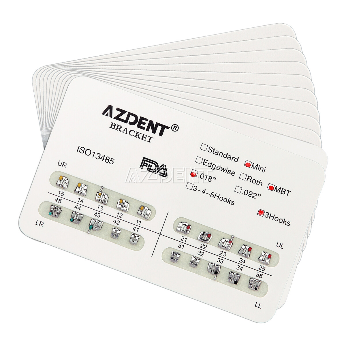 20X AZDENT Mini Brackets de ortodoncia dental Brace Roth/MBT 022/018 Ganchos 345