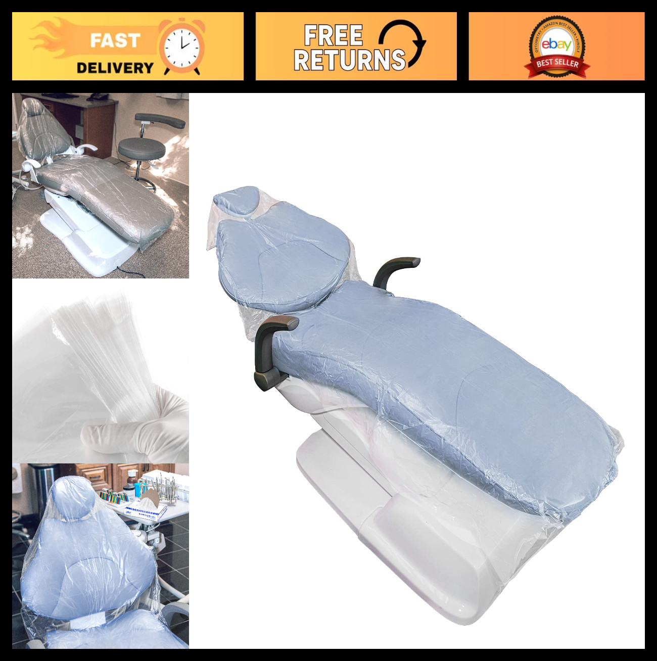 125Pcs Disposable Dental Chair Covers, 29″x80″ Clear Plastic Sleeve Protectors