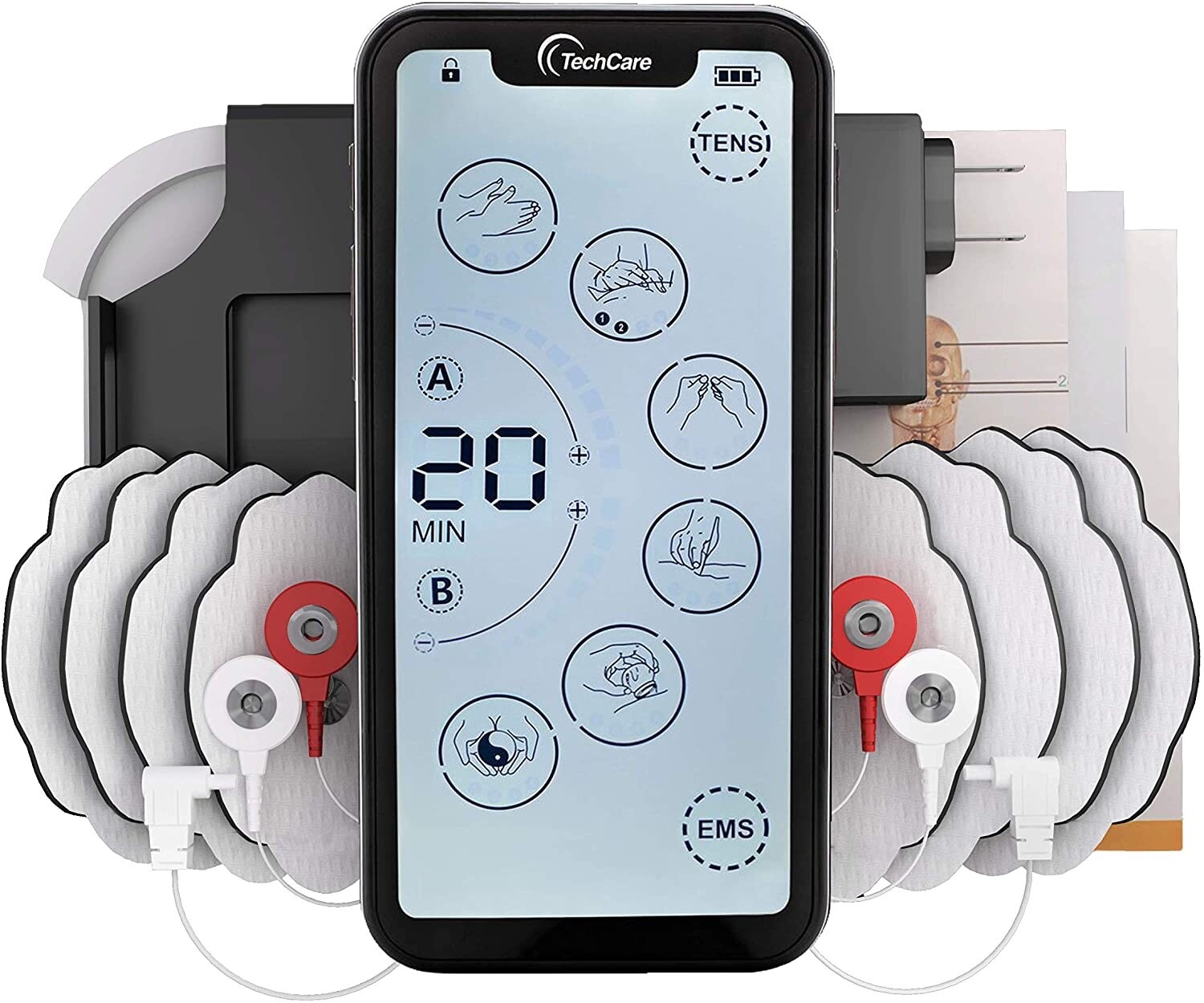 Touch Screen Tens Unit Muscle Stimulator Device 24 Modes Dual Channel Device
