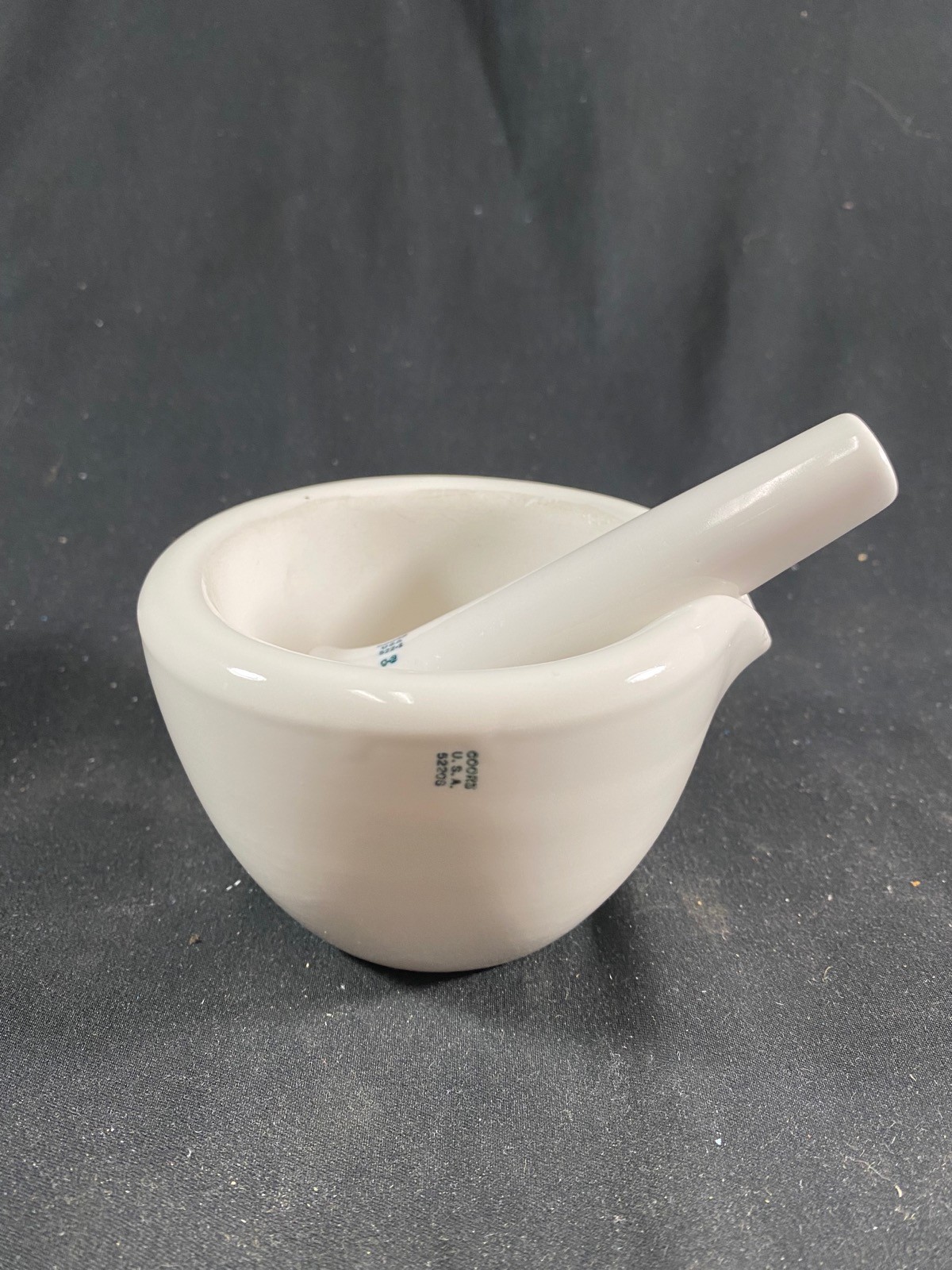 COORS COORSTEK Glazed Porcelain 100mm OD x 70mm H Mortar 115mm Pestle Set