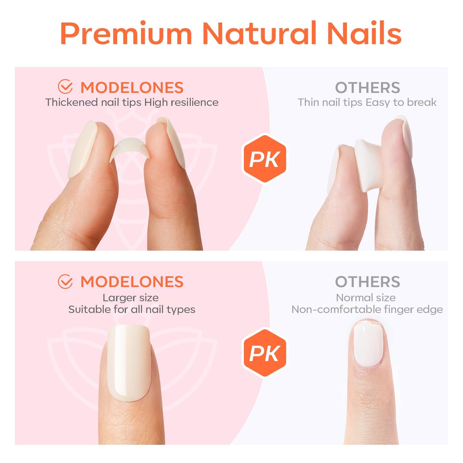 Modelones Dark Red Almond Press On Nails – Christmas Short Fake Nails Reusable