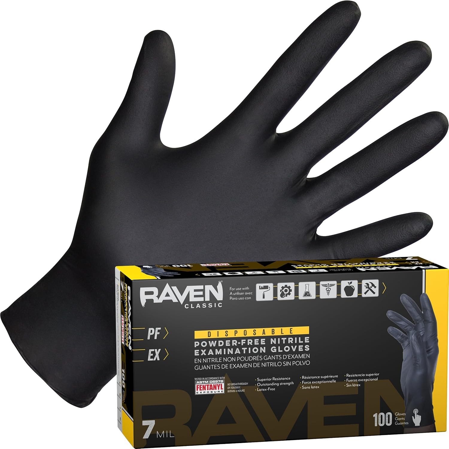 Powder Free Black Nitrile Disposable Gloves 6 Mil Large Medical Safety Gloves