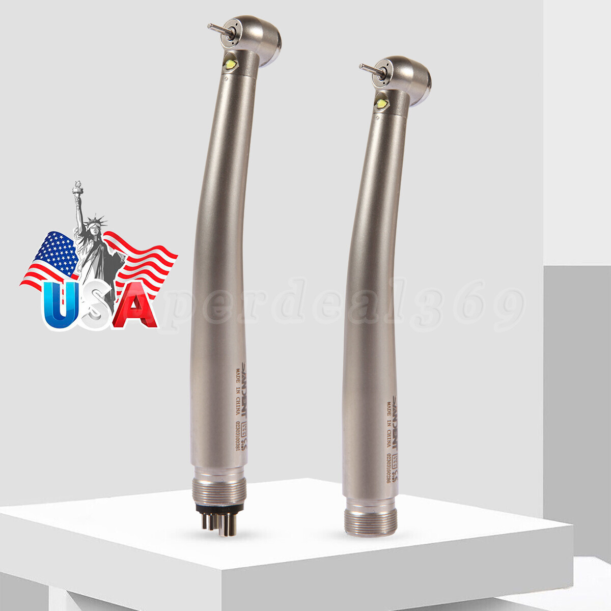 1/10pcs SANDENT Dental Fiber Optic LED Push Button Handpiece Turbine 2/4 Holes