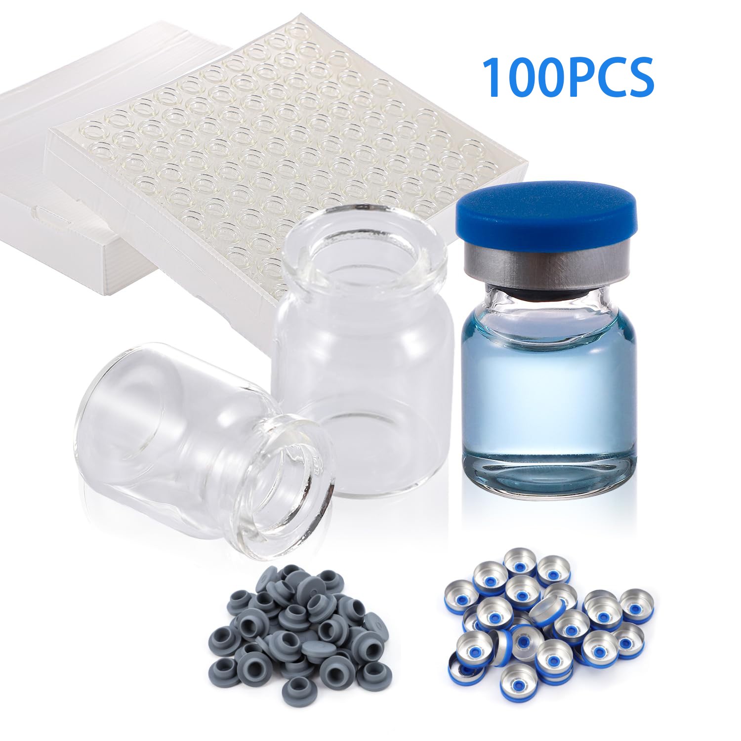 500PCS 1000PCS 3ml Glass Vials Headspace Vials Clear Lab Vials w/ Caps Crimp Top