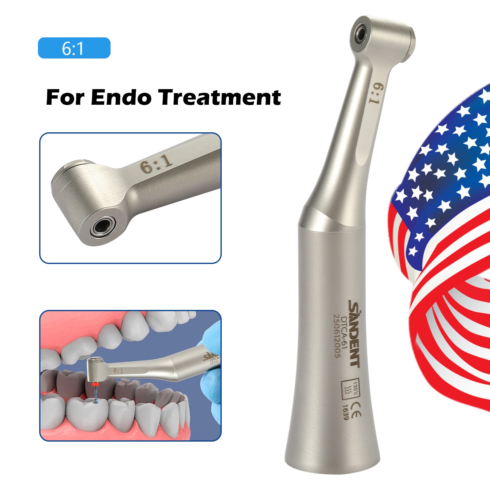 Dental 6:1 Endo Contra Angle Handpiece Mini Head SANDENT E type