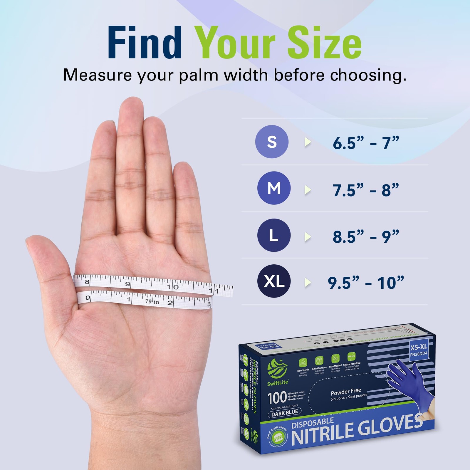 SWIFTLITE Disposable Nitrile Gloves, Food Safe, Latex-Free Powder-Free, Kitch…