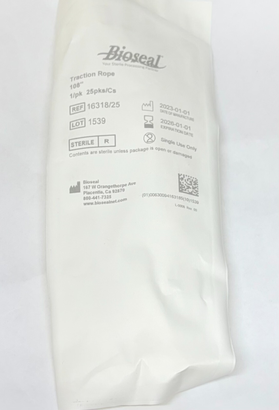 25 Packs Bioseal Sterile Traction Rope 108″ REF 16318/25