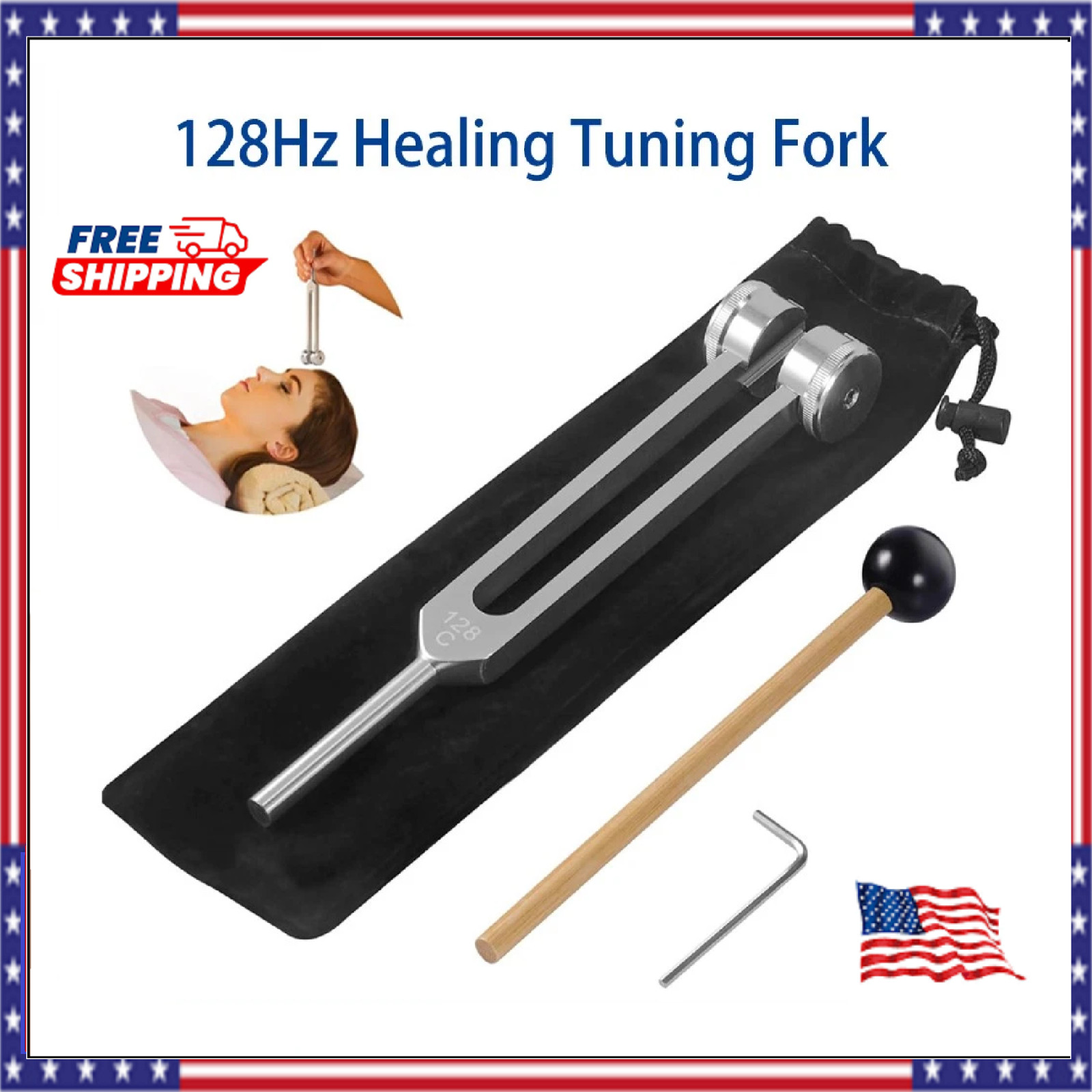 Aluminum Tuning Fork 128hz & Reflex Hammer for Healing Chakra Set Sound Therapy