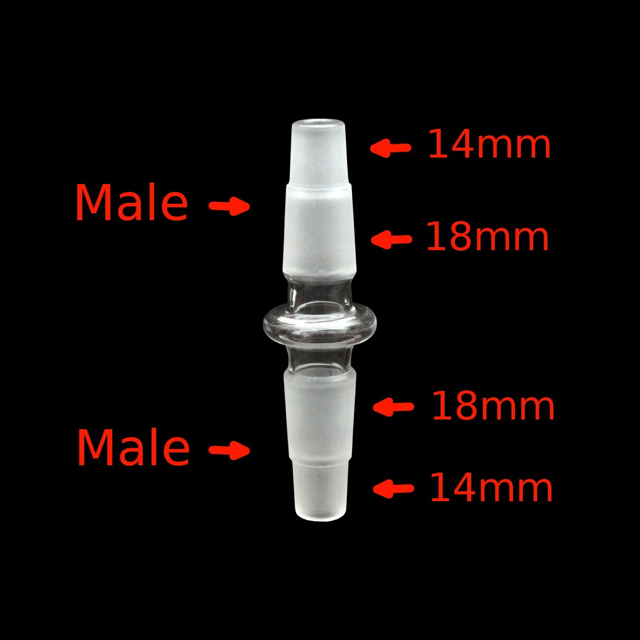 Universal Male Glass Adapter Extender | 18mm and 14mm to 18mm and 14mm