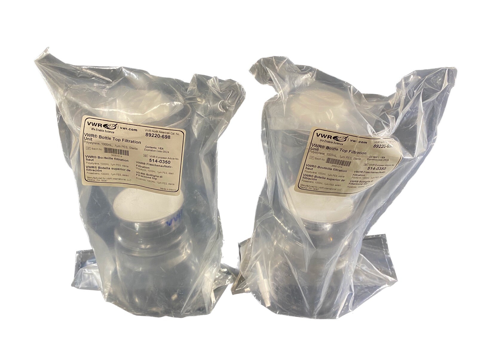 VWR 1L Vacuum Filtration Systems w/ 0.10µm PES Membrane 89220-698 (2/cs)