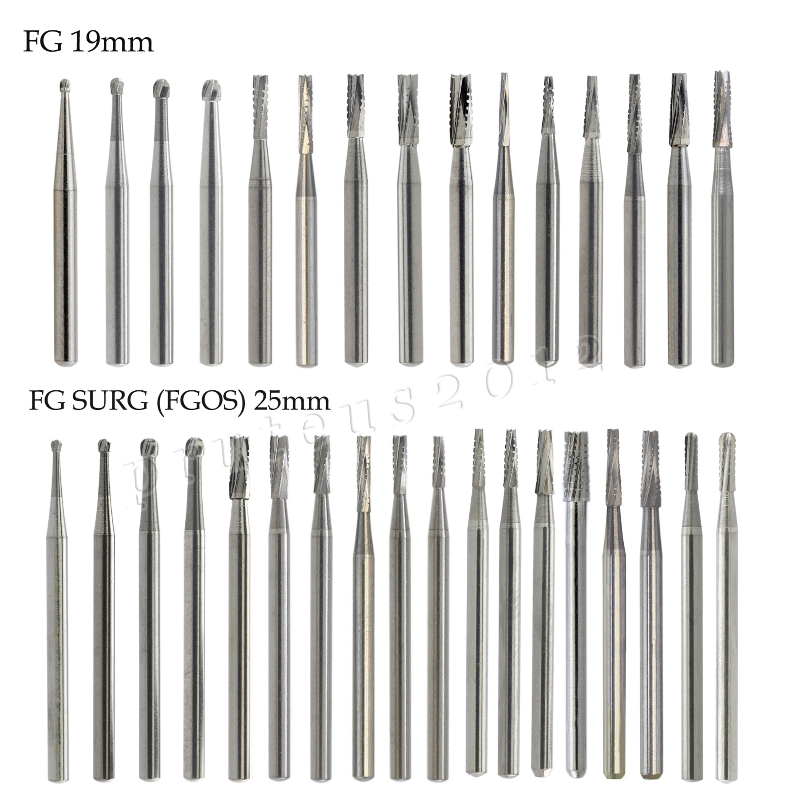 Dental Surgical Burs High Speed FG 25mm Carbide Friction Grip Round 2 4 557