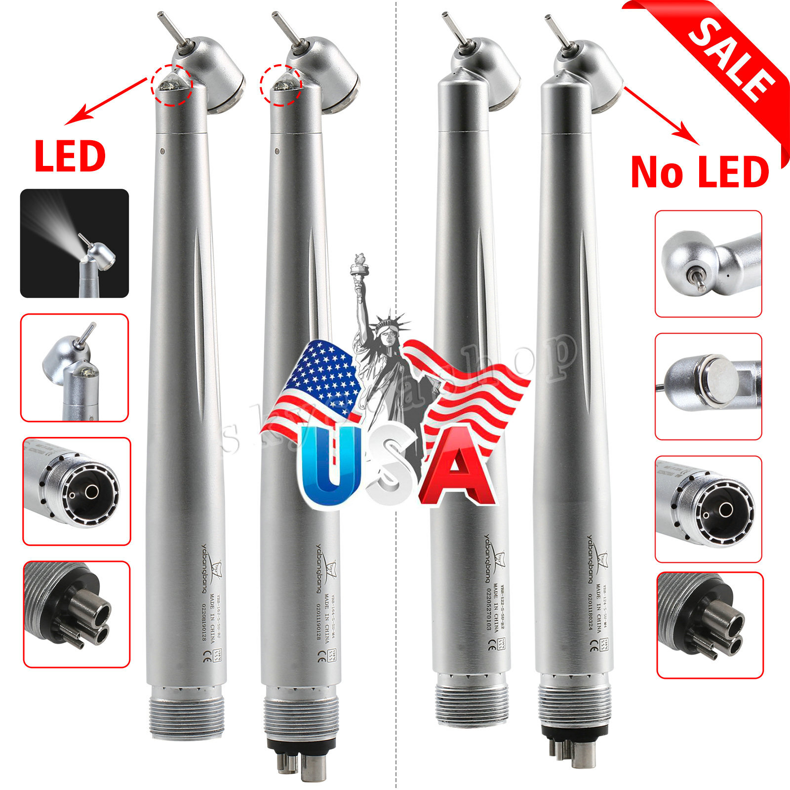 1-5pcs NSK PANA style Dental (LED) 45° Degree Surgical High Speed Handpiece SQ