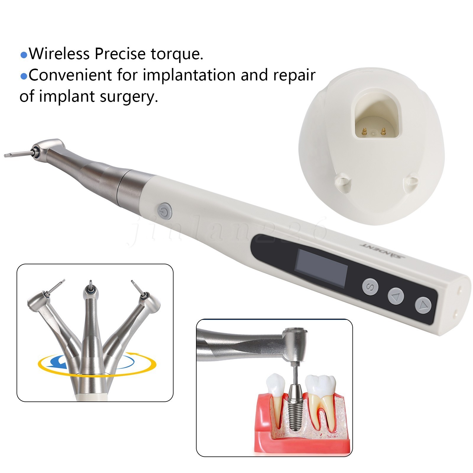 Dental Cordless Implant Electric Torque Wrench Handpiece Tool Driver 360° Rotate