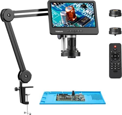 TOMLOV DM602 Flex Digital Soldering Microscope 2000x Flexible Arm 10″ Screen