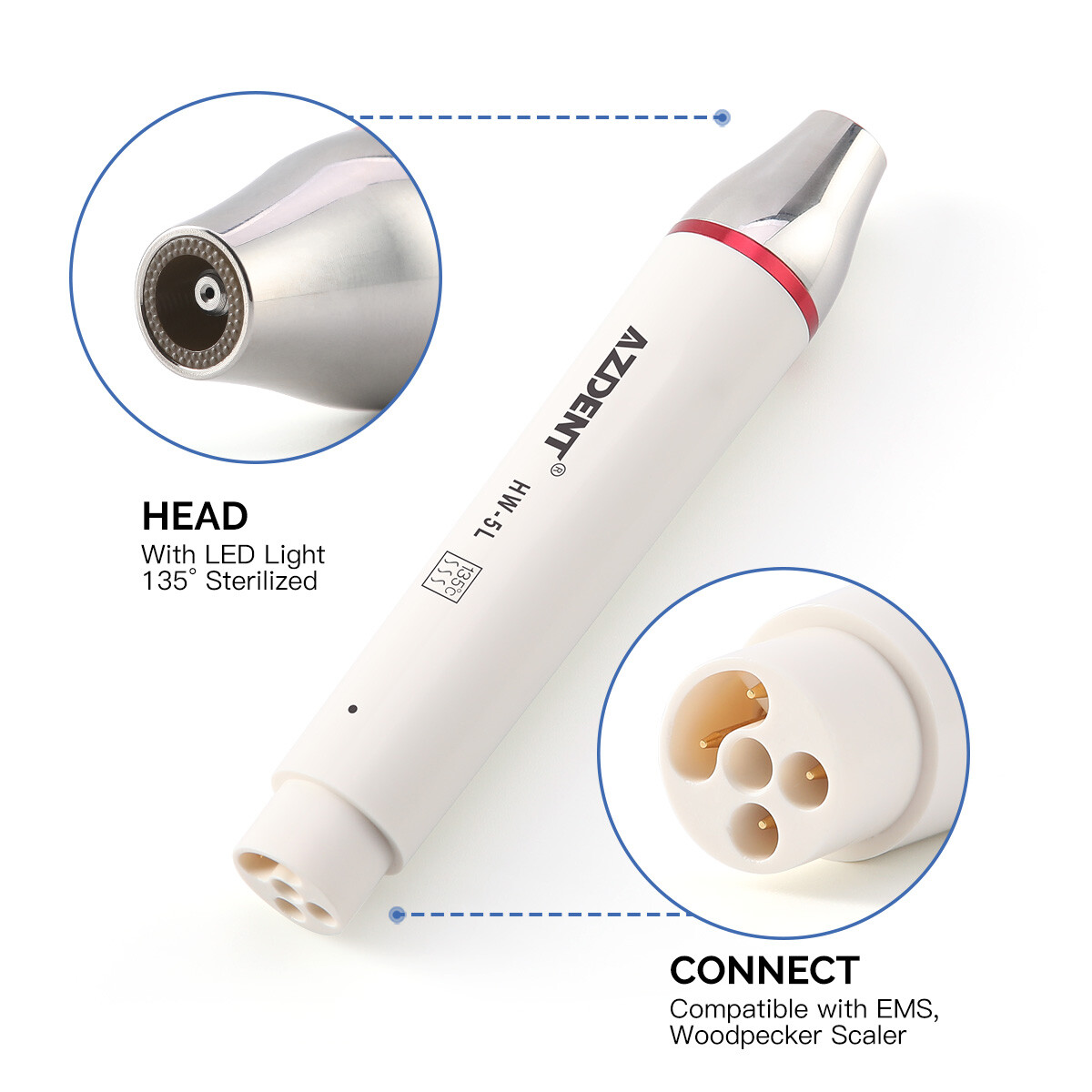Dental LED Light Ultrasonic Piezo Scaler Handpiece Fit For EMS AZDENT