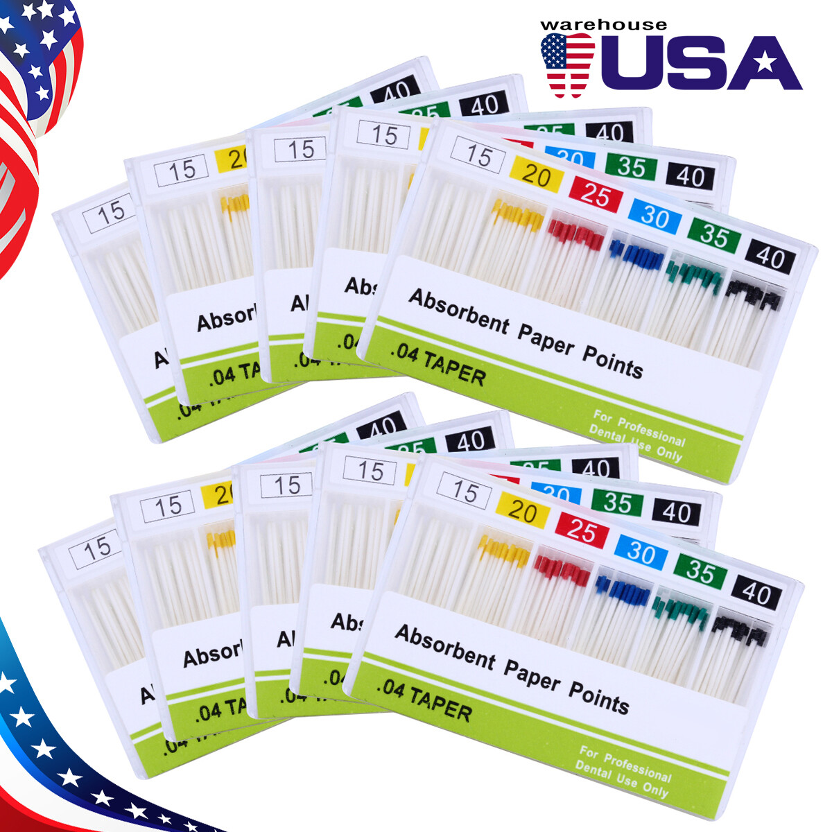 10Pack AZDENT Dental Endo Cotton Fiber Absorbent Paper Points PP 0.02/0.04/0.06