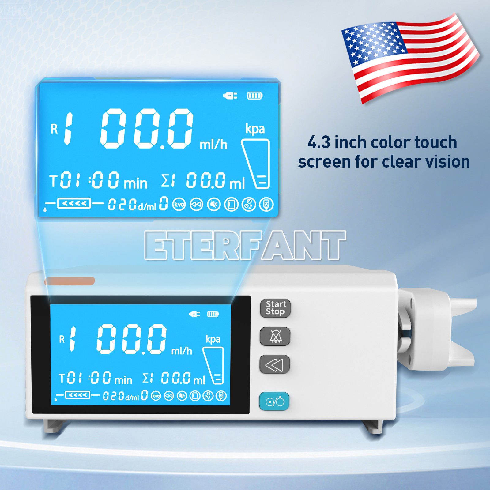 4.3 inch color touch screen Syringe pump Stackable design Medical/Lab Use