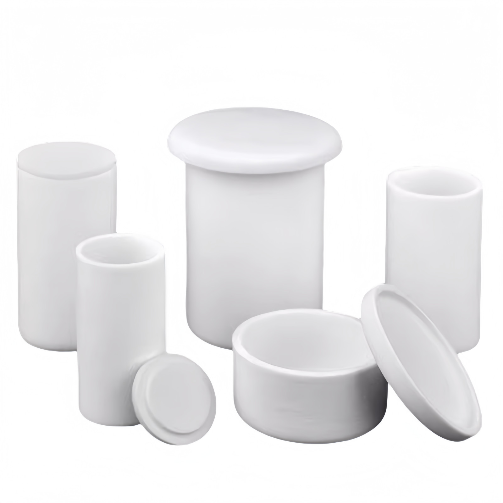 99% Al2O3 Cylindrical Alumina Crucible With Covered – 0.4-7000ml Various Sizes