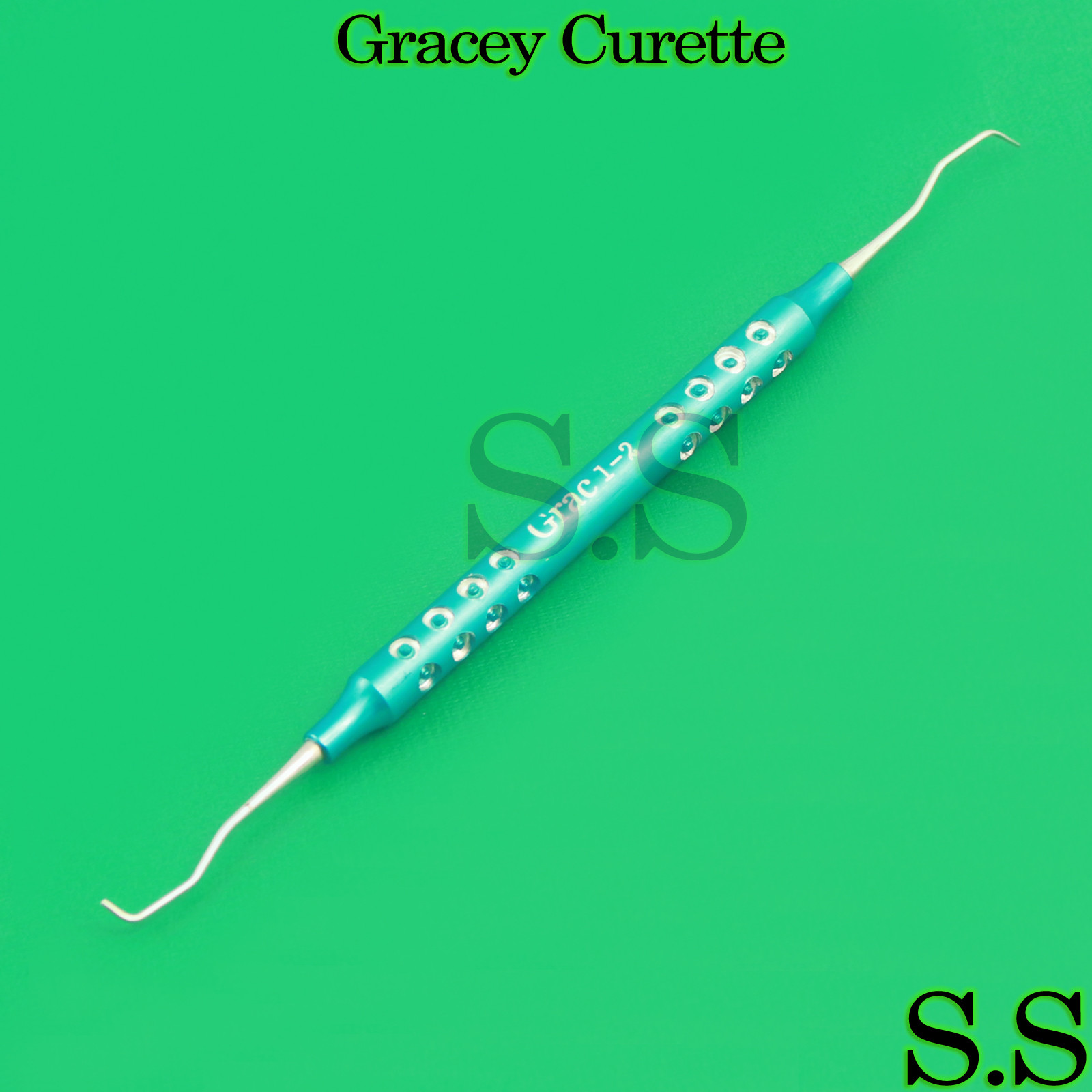 Dental Gracey Curette 1/2 Periodontal Hollow Sky Blue Handle Surgical Scaler