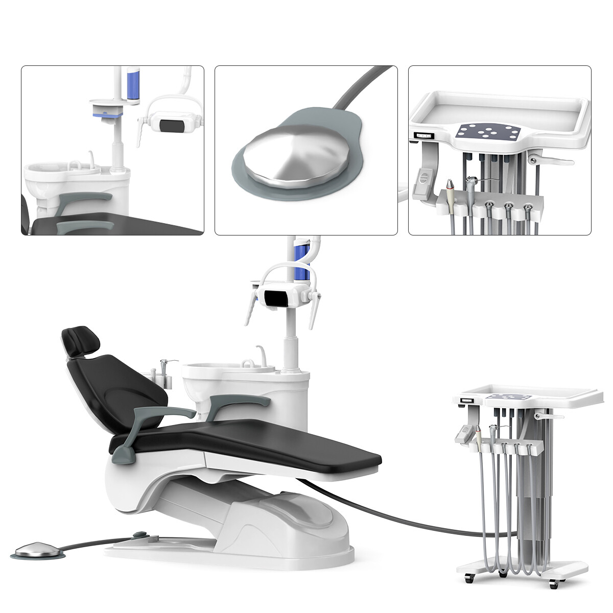 Dental Unit Chair Computer Controlled Motor Hard Leather+Mouth Sweeping Trolley