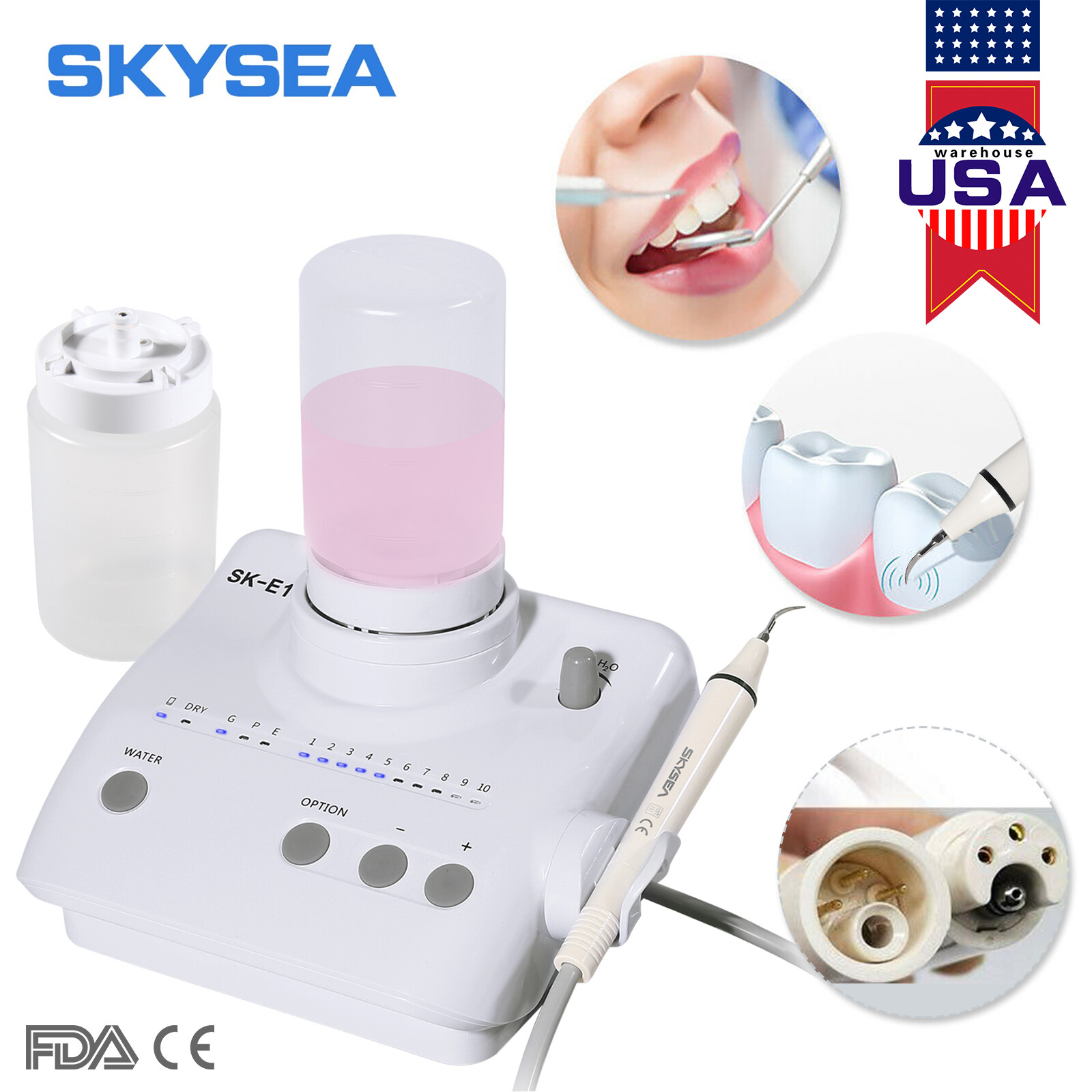 Dental Portable Ultrasonic Piezo Scaler auto water supply fit EMS & Handpiece
