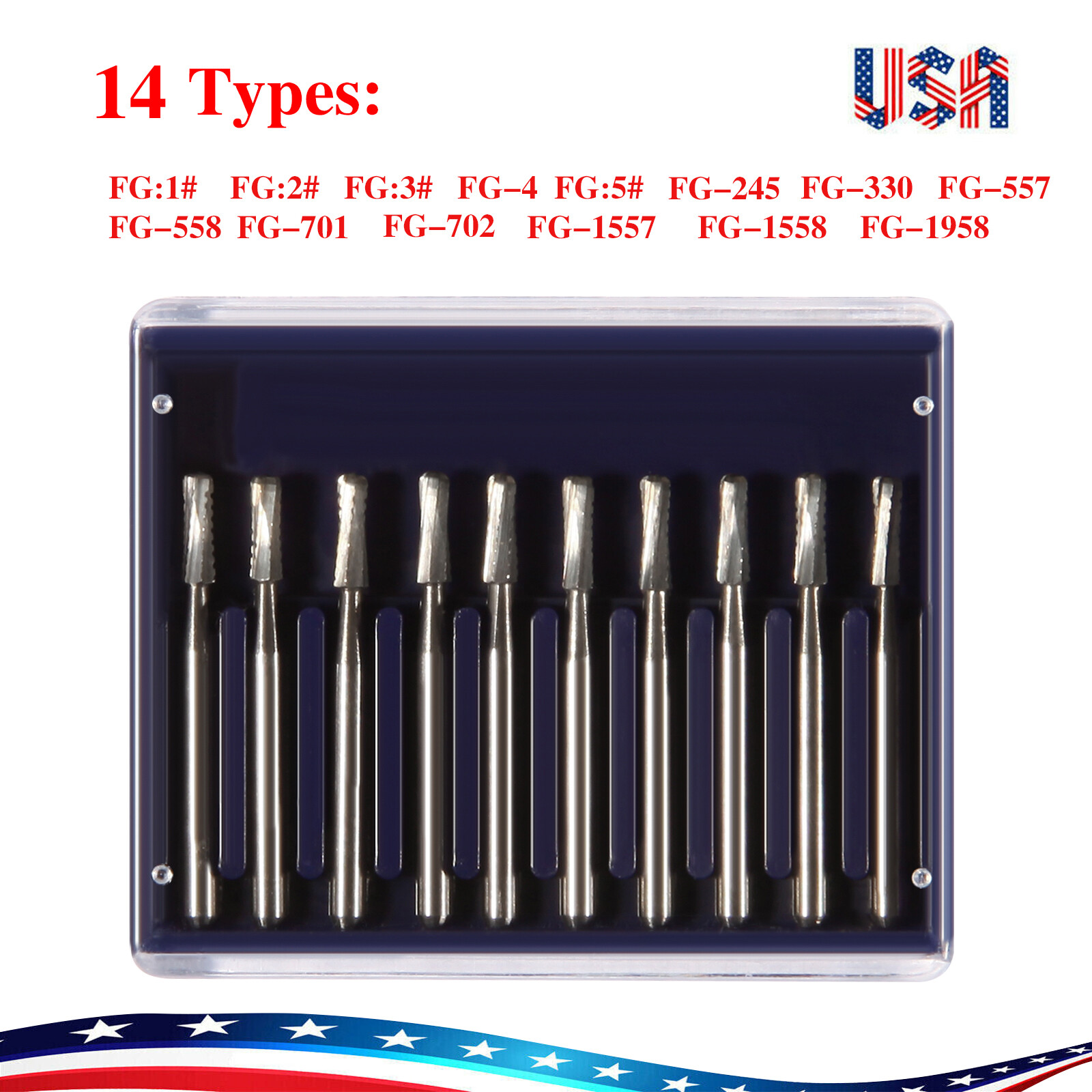 10-100 PCS Dental Clinic Burs Shank Carbide Round Friction Grip FG Bur Drill DL