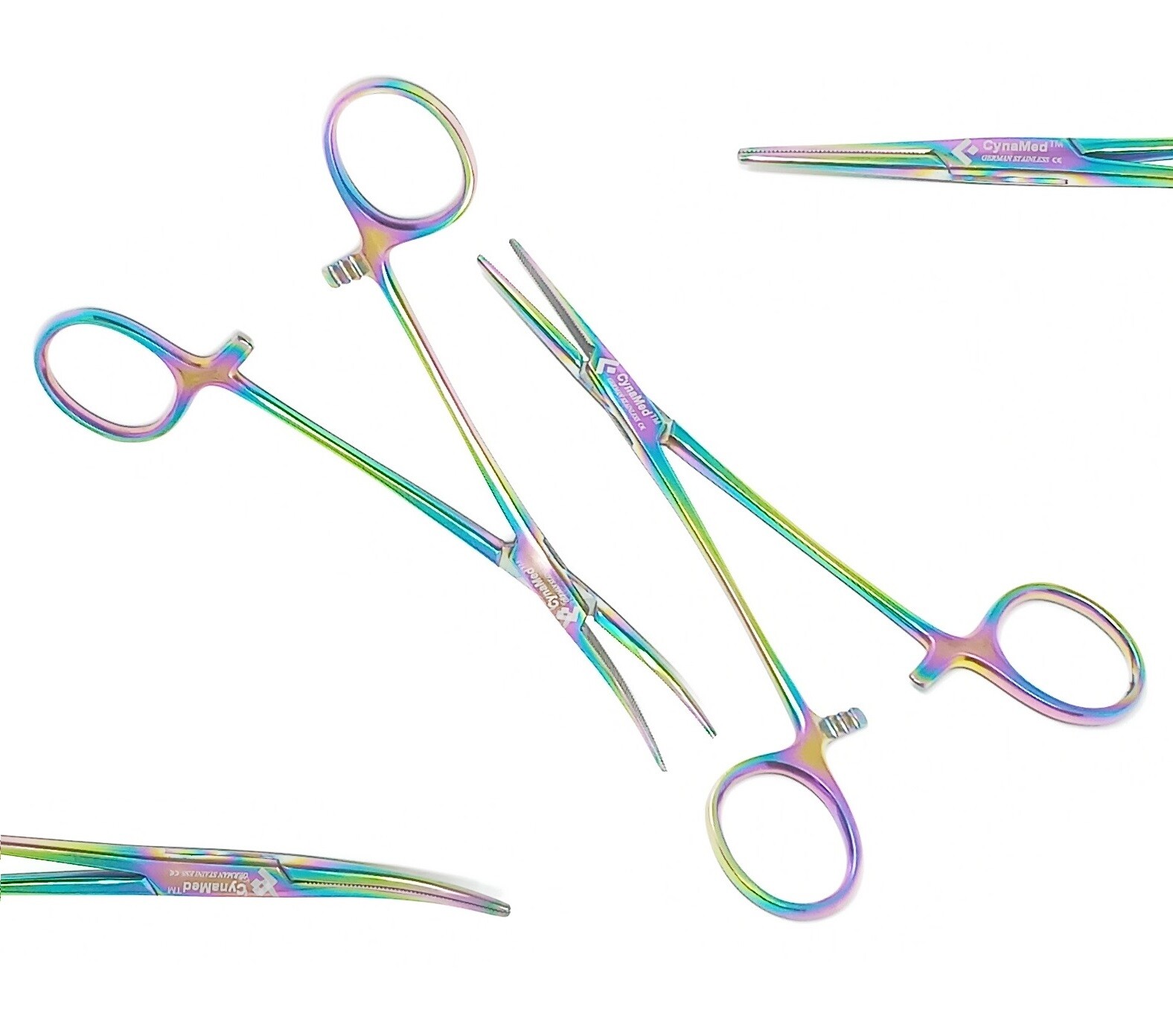 2 Assorted Mosquito Hemostat Forceps 5″ Locking with Handle Rainbow Surgical
