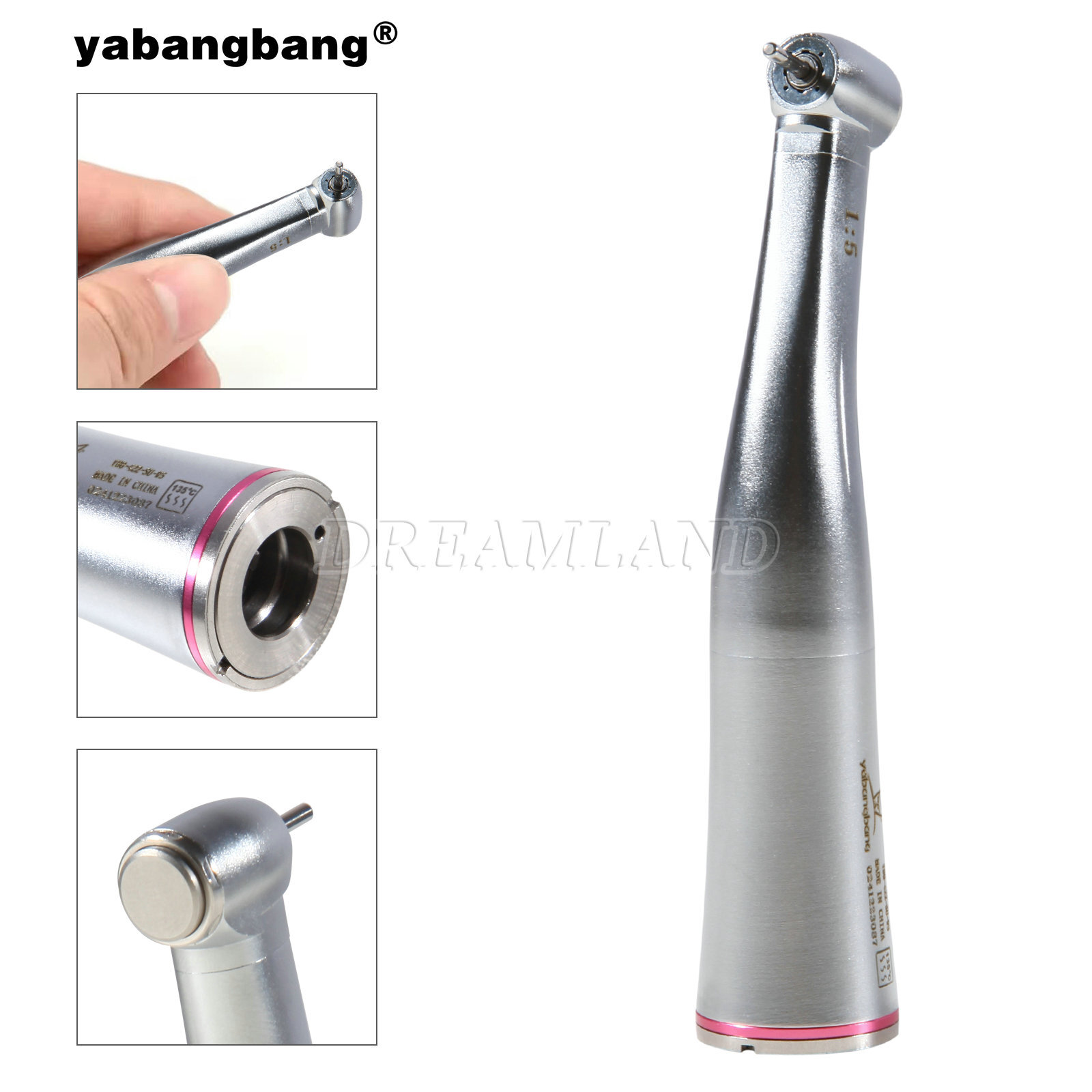 Dental 1:5 Increasing Contra Angle Handpiece ceramic bearing 4 inner Spray red
