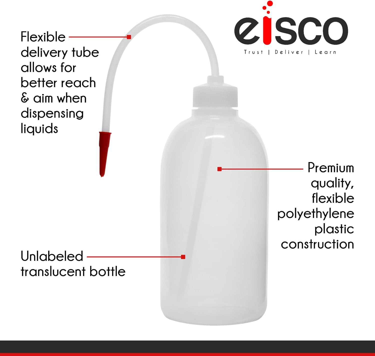 Wash Bottle, 125Ml – Polyethylene – Translucent, Unbreakable – Screw Cap with Fl
