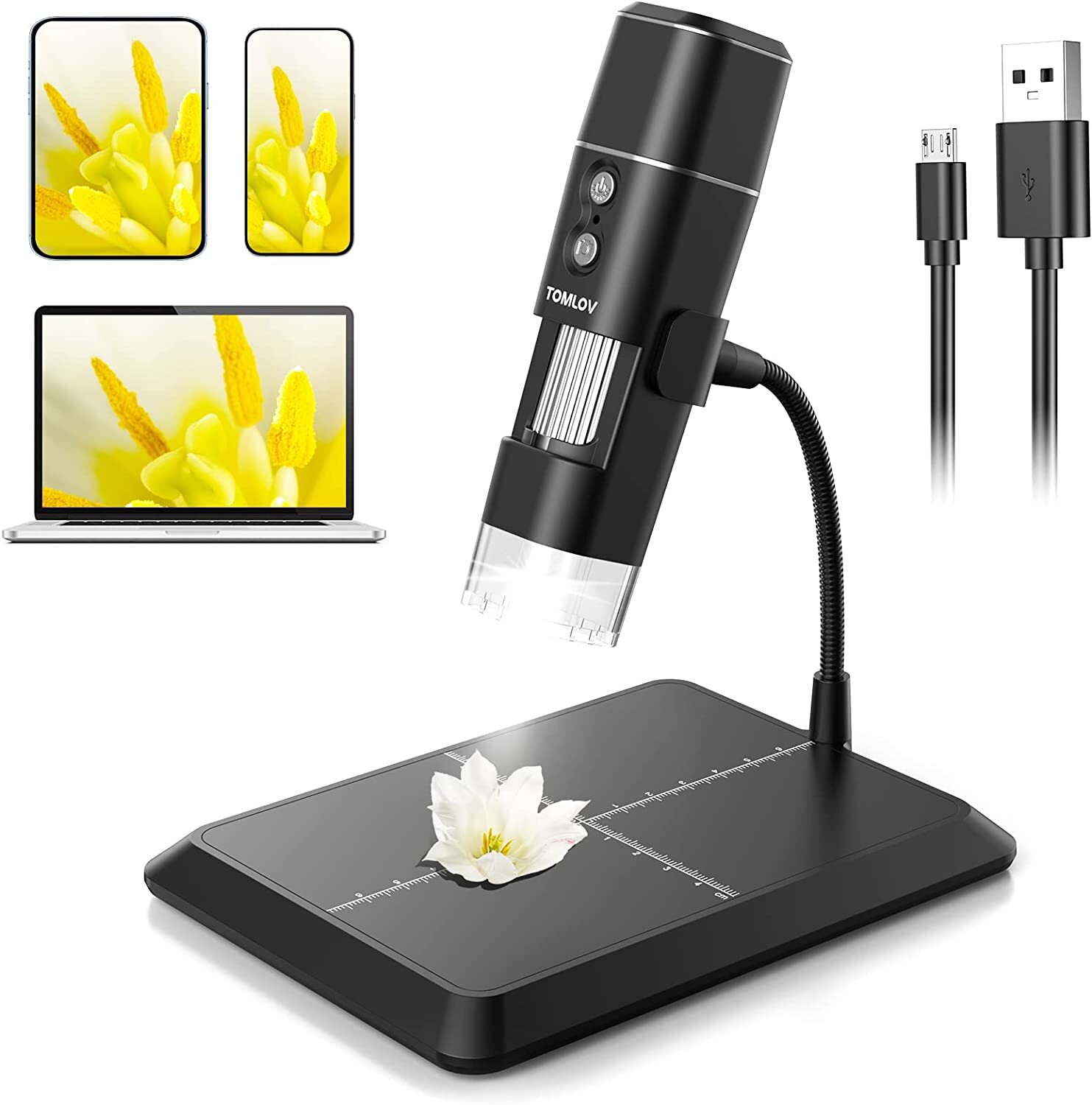 TOMLOV Wireless Digital Microscope 50X-1000X Magnifier WiFi Handheld for iPhone