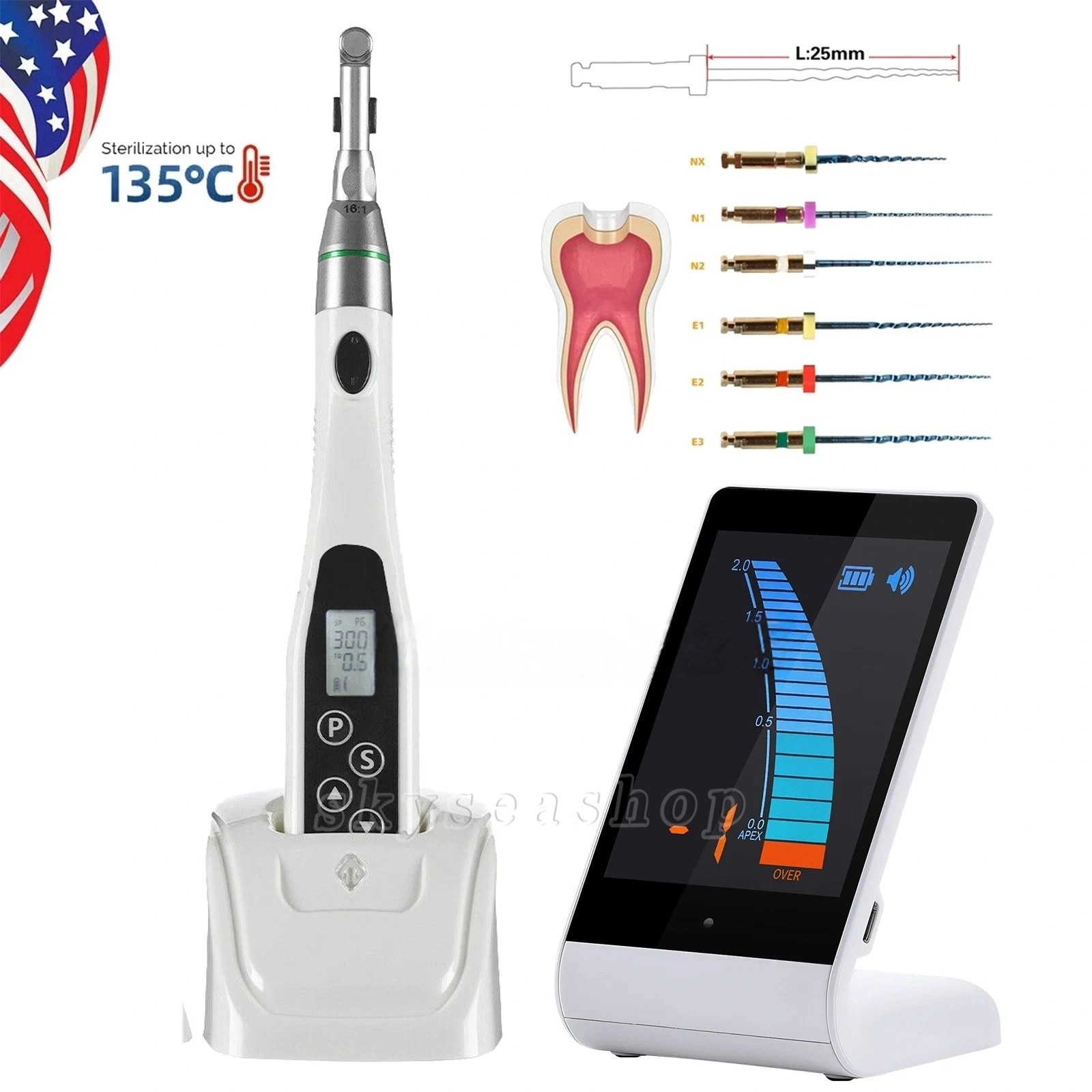 Woodpecker Style Dental Reciprocating Endo Motor W/ Apex Locator + 6pc Files