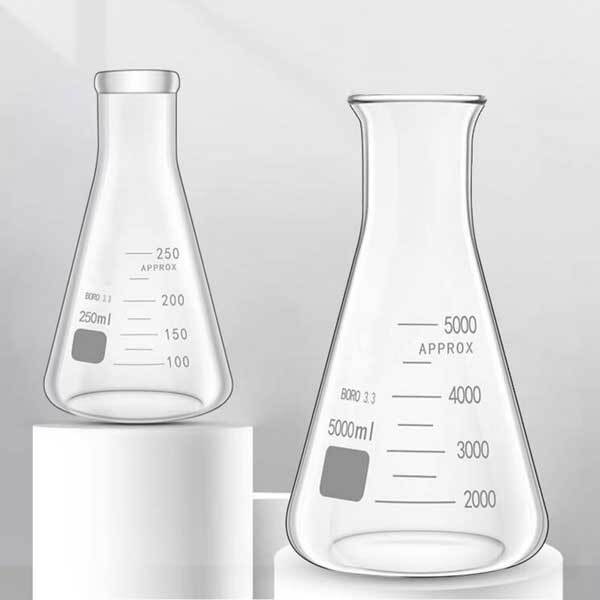 50ml-2000ml Transparent Erlenmeyer Conical Flask Chemistry Laboratory Glassware