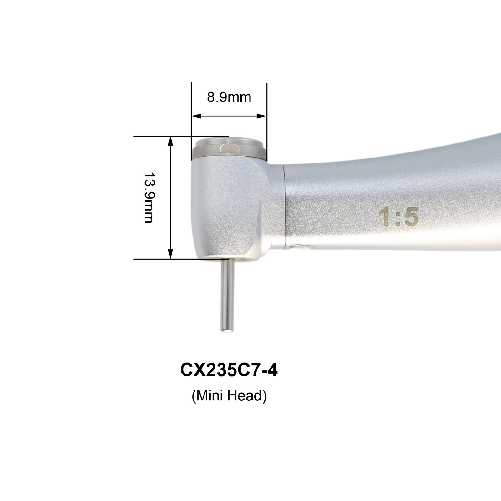 COXO Dental LED 1:5 Contra Angle Electric Handpiece Fiber Optic Mini Head C7-4