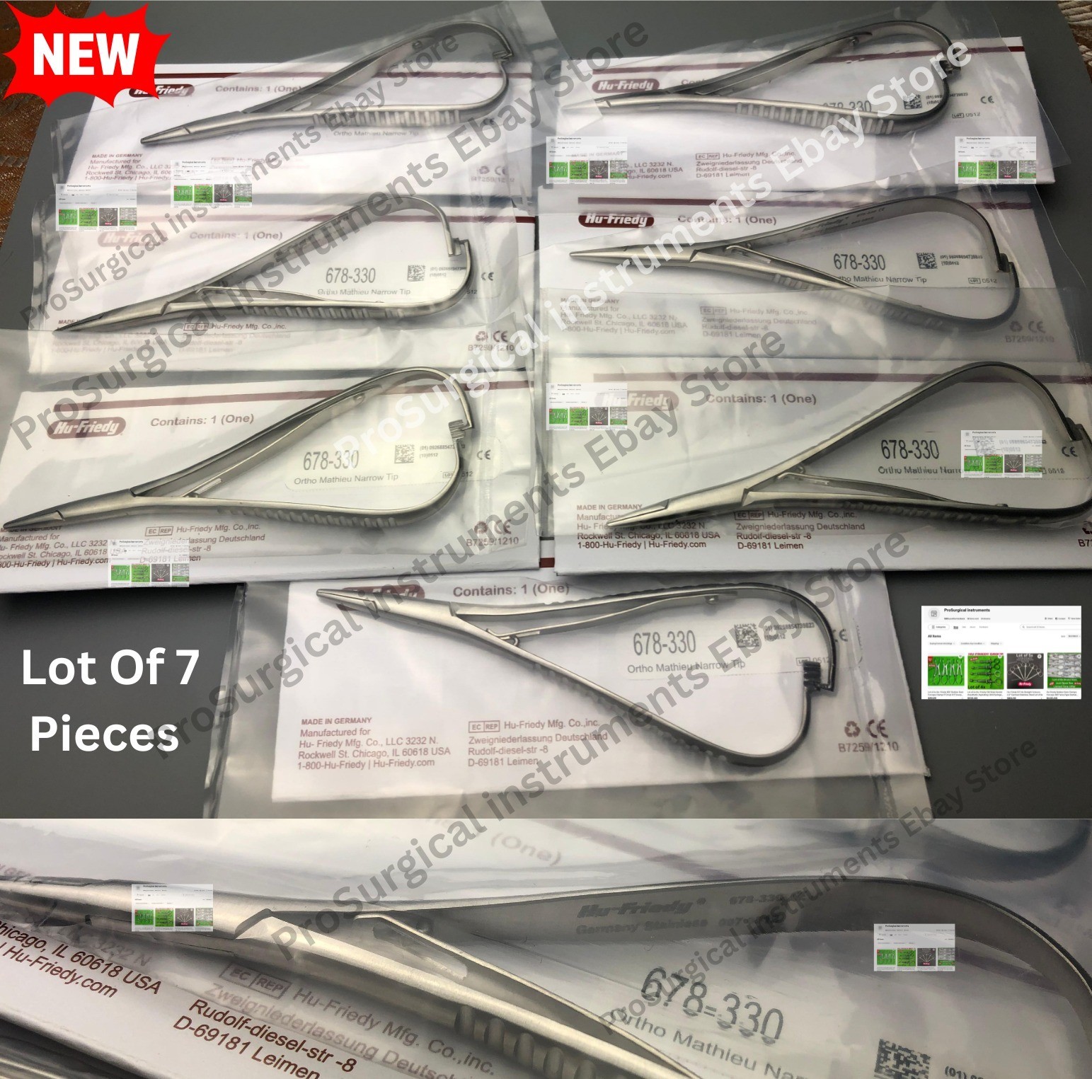 7 Pcs Hu Friedy Mathieu Narrow Tip Orthodontic Plier 678-330 Brand New