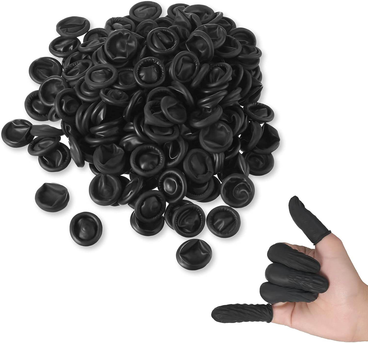 400 Pcs Disposable Latex Finger Cots Protective Fingertips Gloves Black Finge…