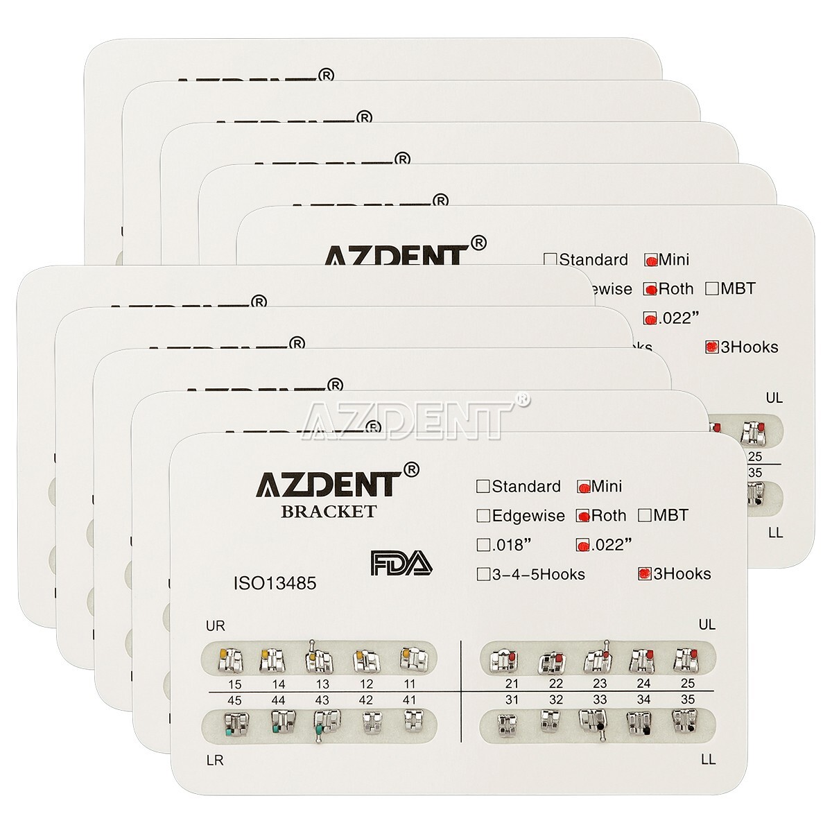 USA 50x AZDENT Dental Orthodontic Metal Brackets Braces Mini Roth.022 Hooks 3