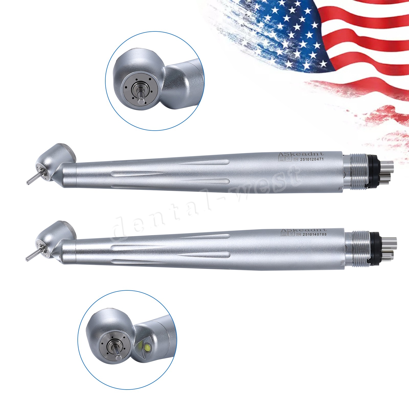Dental 45 Degree (LED) High Speed Handpiece (Self-Power) Oral Surgery Turbine 4H