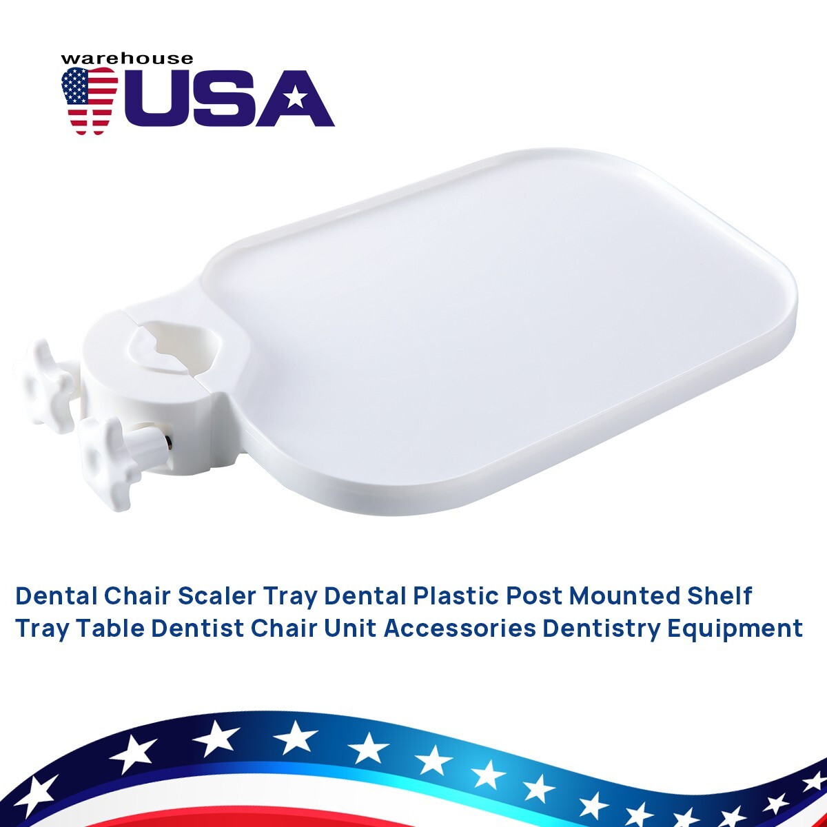 Mesa bandeja para sillón dental con soporte ajustable y bandeja cuadrada montada