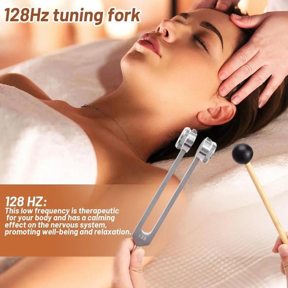 128Hz Healing Tuning Fork with Silicone Hammer Sound Therapy Musical Instrument