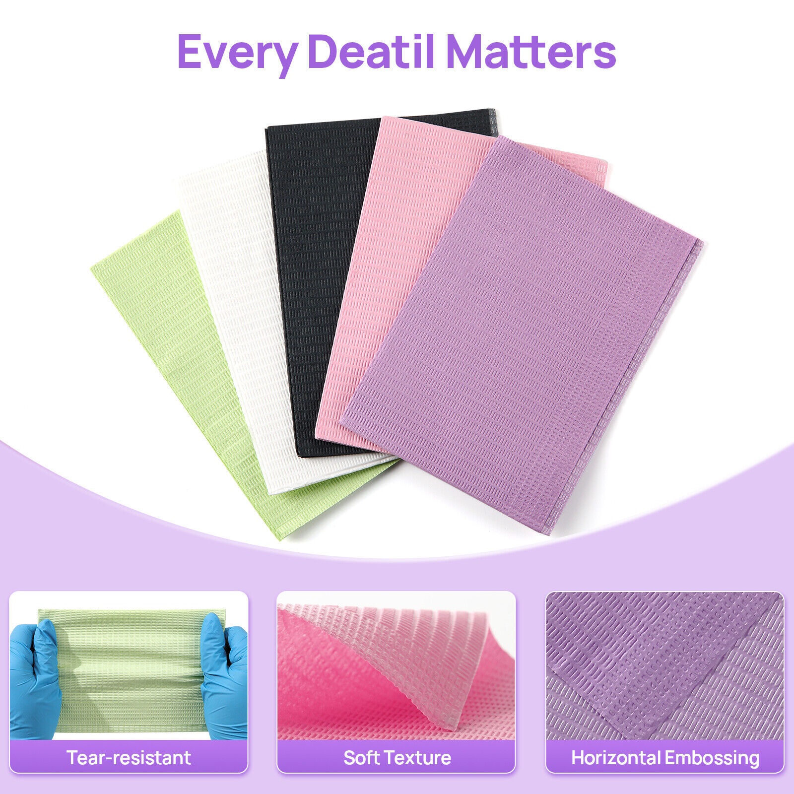 125Pcs/Pack Dental Patient Bibs Disposable Patient Tattoo Medical Towel 3-Ply