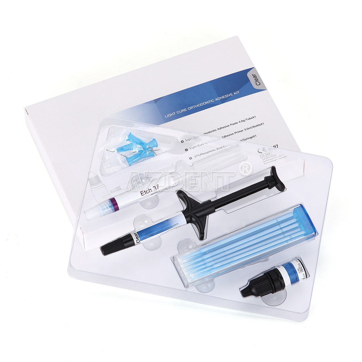 Dental Orthodontic Light Cure Adhesive Paste Acid Etchant Bonding Blue Glue Kits