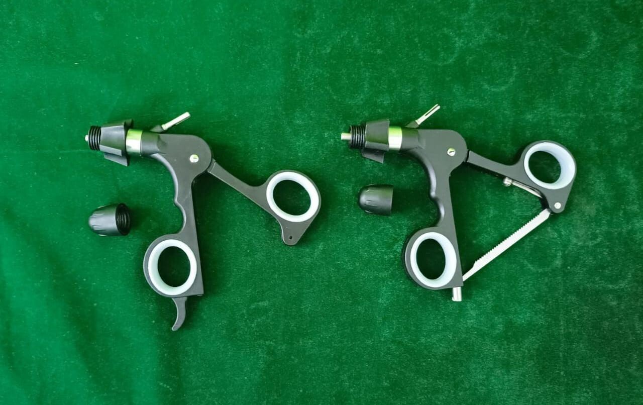 2pc Laparoscopic Ratchet & Non-Ratchet Handle For Monopolar Grasper 5mm Reusable