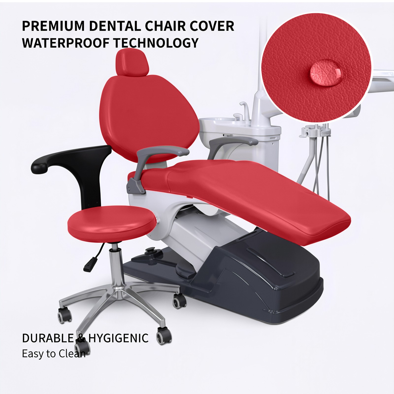 4Pcs/Set Dental Chair Seat Cover PU Leather Elastic Waterproof Protective Case