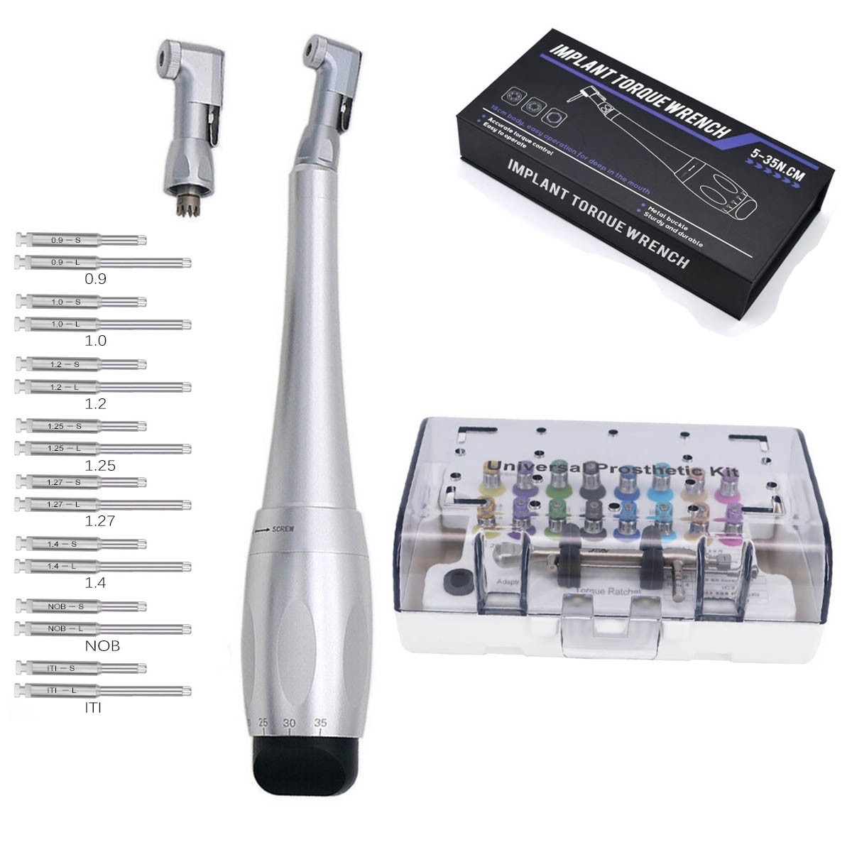 Universal Dental Implant Prosthetic Kit Torque Wrench +16pcs Screw Drivers
