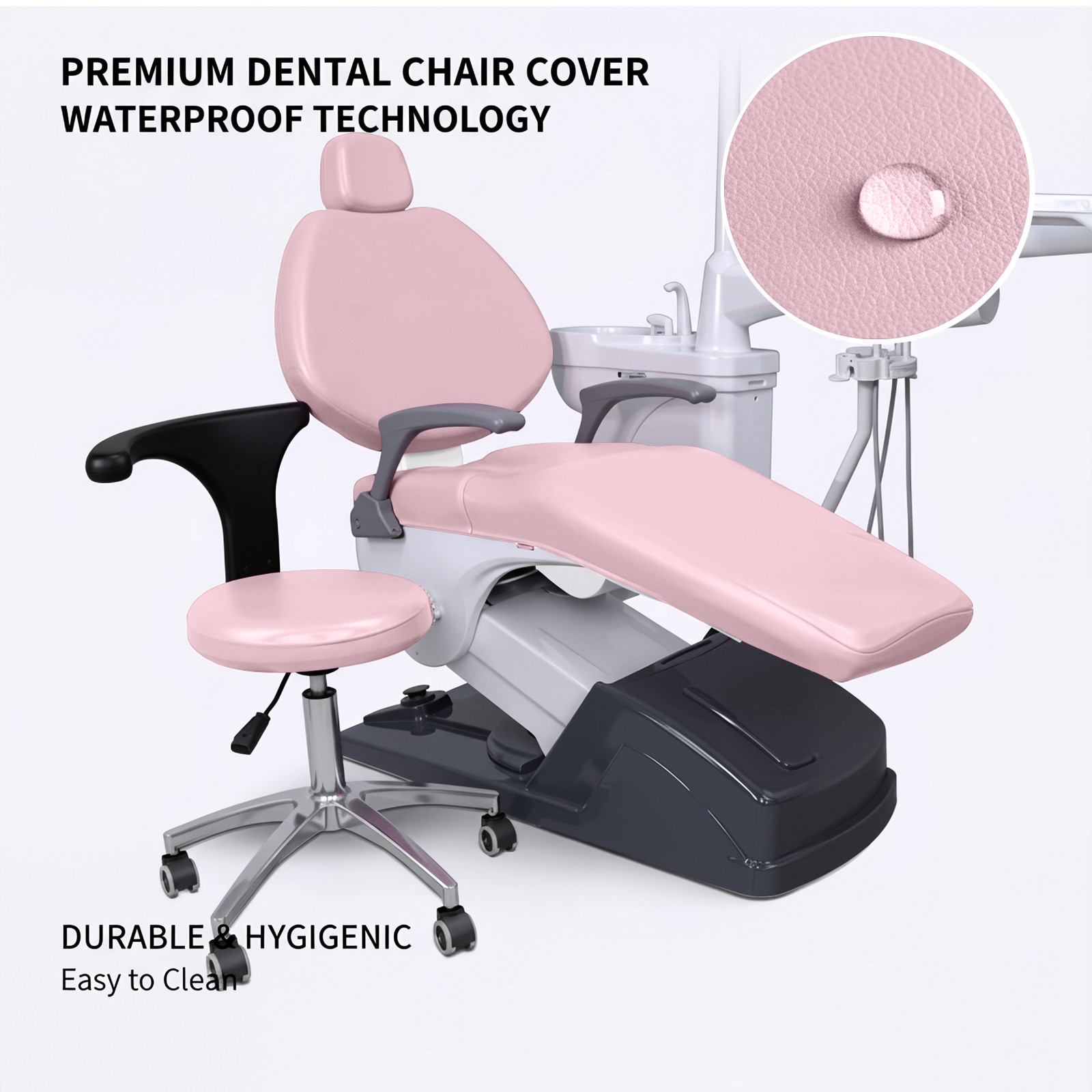 4Pcs Dental Chair Seat Cover Elastic Waterproof Chair Protective Case PU Leather
