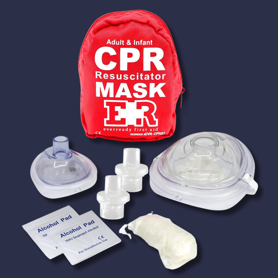 Adult and Infant CPR Mask Combo Kit with 2 Valves