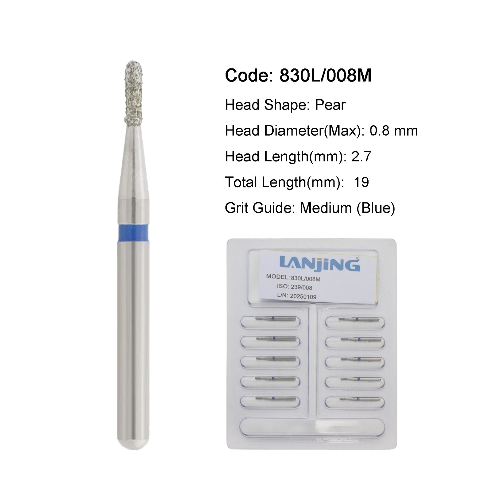 Dental Diamond Burs FG Pear Barrel Friction Grip Medium Coarse High Speed 330